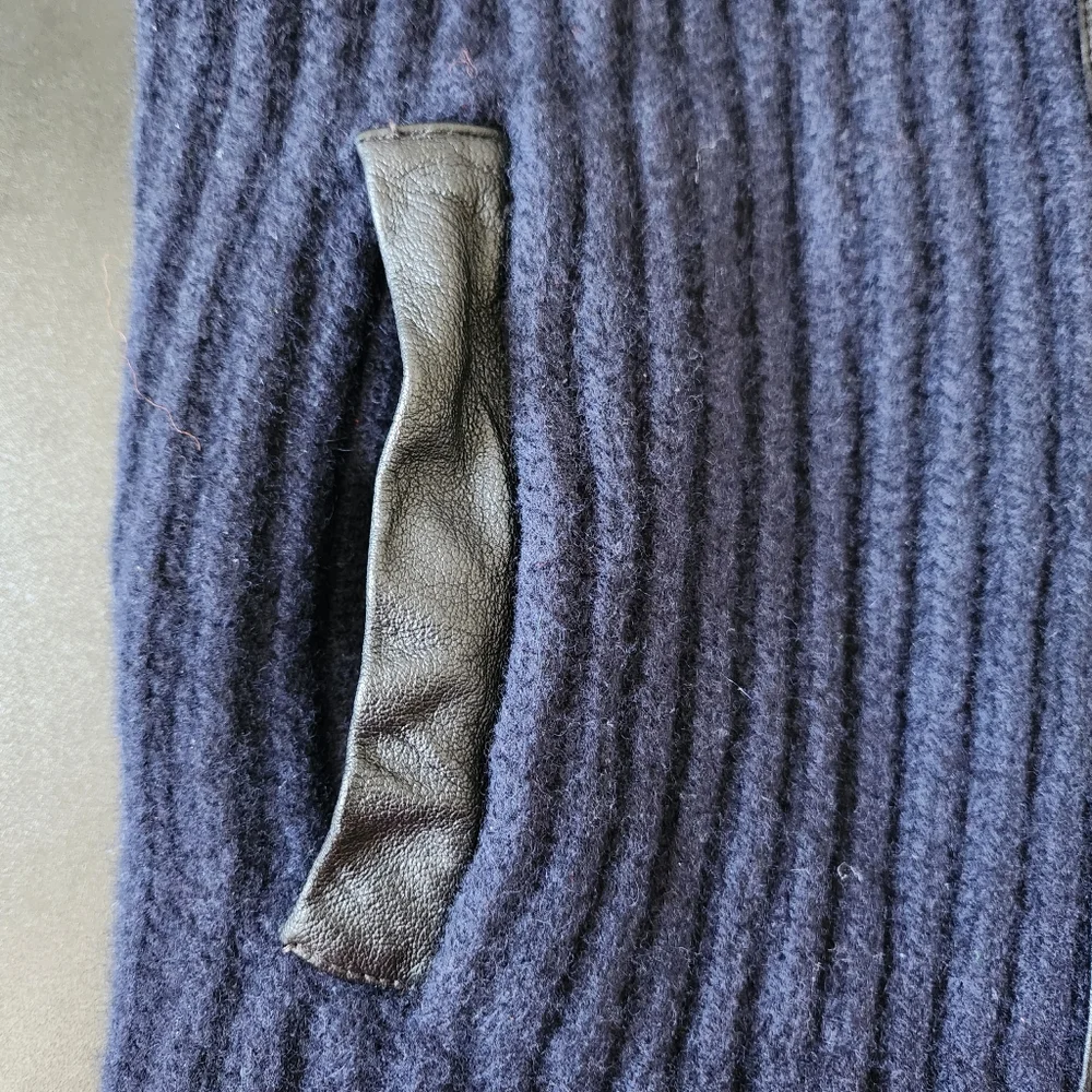 Blue Ribbed Knit Zip Sweater Jacket - Picture 3 of 4